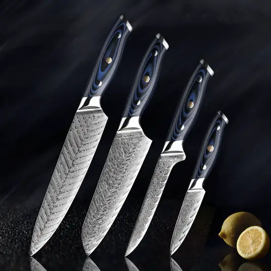 Damascus knife set kitchen stainless steel