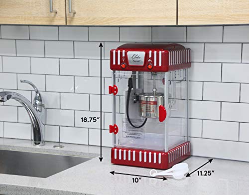 Elite Gourmet EPM-250 Maxi-Matic 2.5 унції класичний Carnival, настільний чайник для попкорну, ретро-стиль, гарячий попкорн з маслом, червоний