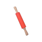 Silicone Rolling Pin Non Stick Surface Wooden Handle (Blue)