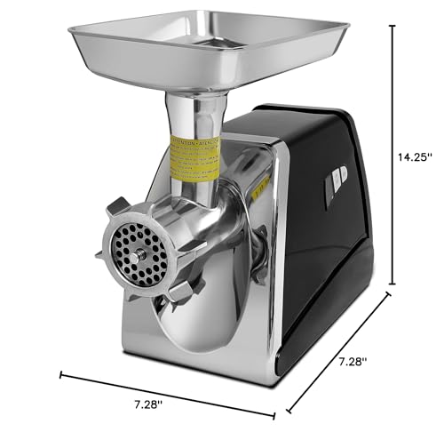 Valley Sportsman #8 Electric Meat Grinder and Sausage Maker, 1/2HP 575W Max, Meat Mincer Machine with Stainless Steel Blade & 3 Grinding Plates, Sausage Stuffer Tube for Home Kitchen Use, Black