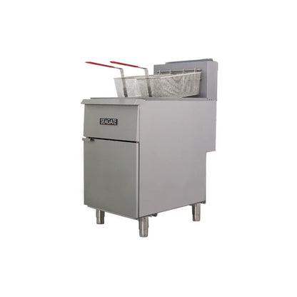 SEAGATE, SGF-75/80NG, Commercial Restaurant Gas Fryer, Stainless Steel, Natural Gas, 75 to 80-lb., 5-Burner, 150,000 BTU, 400° Temp Limit