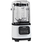 Blender VEVOR Professional z osłoną, Blendery do użytku komercyjnego, Blender kombinowany o pojemności 68 uncji, Blender ze stali nierdzewnej, 9 prędkości i 5 funkcji, do koktajli, smoothie, koktajli i kruszenia lodu, biały