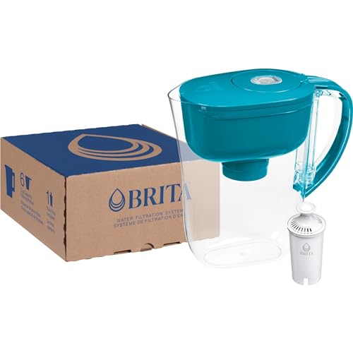 Dzbanek filtrujący wodę Brita Metro z wskaźnikiem wymiany filtra SmartLight, bez BPA, zastępuje 1800 plastikowych butelek z wodą rocznie, wystarcza na dwa miesiące, zawiera 1 filtr, mały - pojemność 6 filiżanek, turkusowy