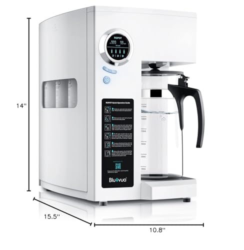Bluevua RO100ROPOT System odwróconej osmozy Filtr do wody na blacie, 4-stopniowe oczyszczanie, filtracja odwróconej osmozy na blacie, 2:1 czysty do odpływu, oczyszczona woda z kranu, przenośny oczyszczacz wody do domu