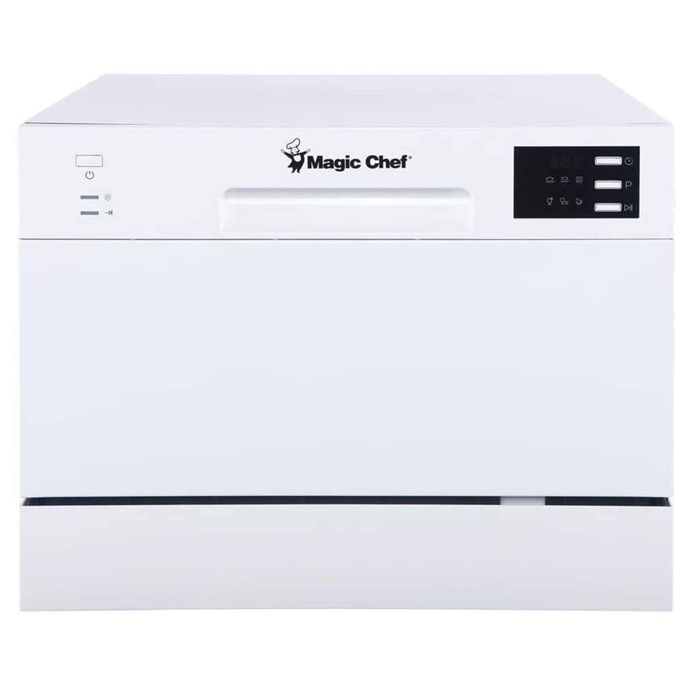 Magic Chef MCSCD6W5 Energy Star 6 Plate Kitchen Countertop Dishwasher, White