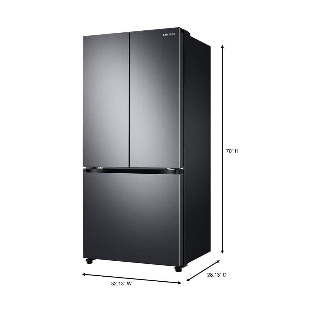 Холодильник SAMSUNG RF18A5101SG з французькими дверцятами, 18 куб. футів, Smart Counter Depth, чорний, з нержавіючої сталі