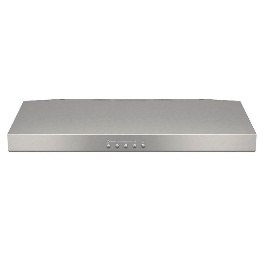 Broan-NuTone BCSQ130SS Trzybiegowy okap Glacier podszafkowy z oświetleniem LED, zgodny z normami ADA, 1,5 Sones, maks. dmuchawa 375 CFM, 30 cali, stal nierdzewna