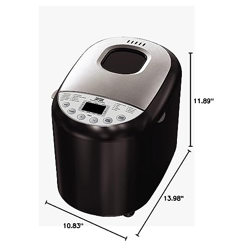 AMERICAN MICRONIC- Bread Maker with 19 Pre-Programmed Menus including Gluten free, 3 Crust Colors, LCD Display, and 550W Power, Stainless Steel top- Model AMI-BM3-550WDx (Black & Steel)