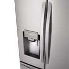 Lodówka LG 28 cu.ft. Smart Wi-Fi z drzwiami francuskimi — 27,80 ft³ — 2 szuflady zamrażarki — 18,60 ft³ pojemności netto lodówki — 9,20 ft³ pojemności netto zamrażarki — 724 kWh rocznie — gładka — LED