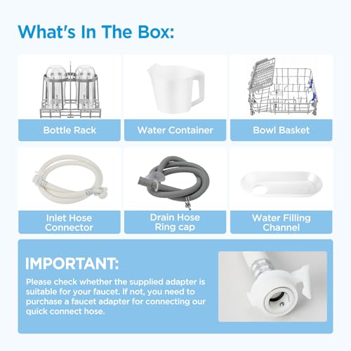Midea MDC17P4CWW Portable Countertop Mini 5L Built-in Water Tank, No Hookup Needed, 360° Dual Spray,High-Temp steam wash, Dishwasher for Apartments& RVs, White