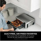 Ninja SP101 Digital Air Fry Countertop Oven with 8-in-1 Functionality, Flip Up & Away Capability for Storage Space, with Air Fry Basket, Wire Rack & Crumb Tray, Silver