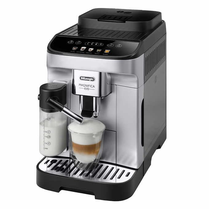 De'Longhi De’Longhi Magnifica Evo Automatic Espresso & Cappuccino Machine with Latte Crema System, 9.45 in. x 17.32 in. x 14.17 in., Chrome