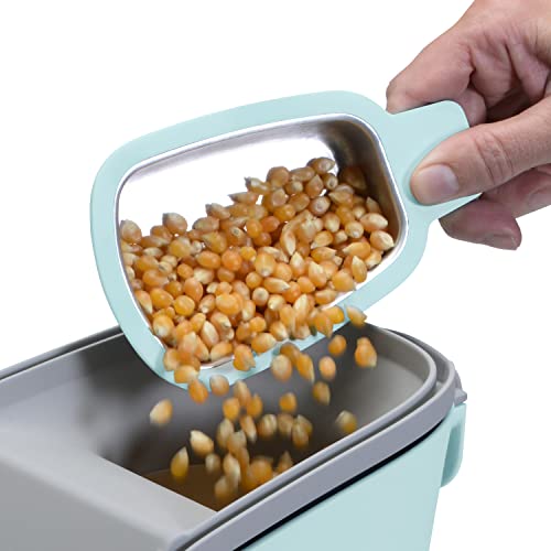Presto 04867 Poplite Plus Hot Air Popcorn Popper - Wbudowana miarka + Roztapia masło, Łatwe czyszczenie, Wbudowany zwijacz przewodu, 18 filiżanek, Aqua