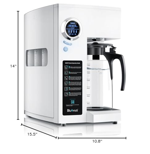 Bluevua RO100ROPOT-UV System odwróconej osmozy Filtr do wody na blacie - 6-stopniowe oczyszczanie z promieniowaniem UV i remineralizacją, filtracja odwróconej osmozy na blacie, przenośny oczyszczacz wody