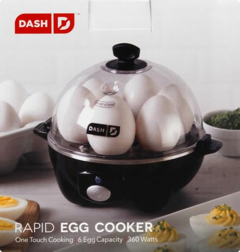 DASH Rapid Egg Cooker: 6 Egg Capacity Electric Egg Cooker for Hard Boiled Eggs, Poached Eggs, Scrambled Eggs, or Omelets with Auto Shut Off Feature - Black