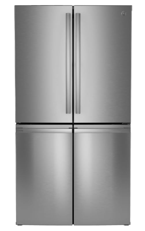 GE PAD28BYTFS 36-дюймовий окремостоячий 4-дверний французький холодильник Smart з об'ємом 28 куб. футів.