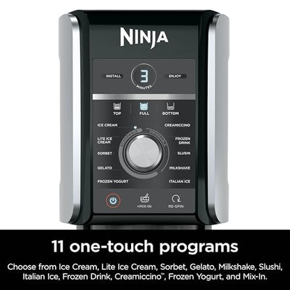 Ninja CREAMi Deluxe Ice Cream & Frozen Treat Maker for Ice Cream, Sorbet, Milkshakes, Frozen Yogurt, & More, 11-in-1, XL Capacity, Silver, Includes (2) Family-Sized 24 oz. Tubs