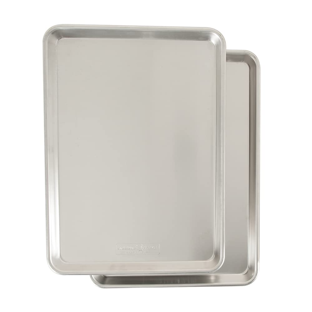 Nordic Ware Naturals Half Sheet Set - USA Made Aluminum Commercial Quality Sheet Pan for Baking or Roasting, Encapsulated Galvanized Steel Rim Prevents Warping, 2pk Half + 1/8 Sheet