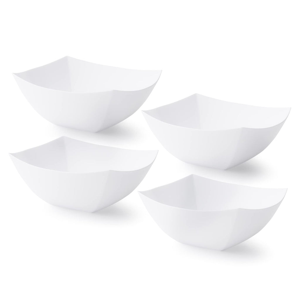 Posh Setting - Clear Plastic Serving Bowls for Party (8oz - 4 Pack) Square, Disposable, Salad & Fruit Bowls for Party Table, Candy Containers for Candy Buffet