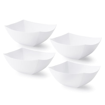 Posh Setting - Clear Plastic Serving Bowls for Party (8oz - 4 Pack) Square, Disposable, Salad & Fruit Bowls for Party Table, Candy Containers for Candy Buffet