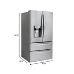 Lodówka LG 28 cu.ft. Smart Wi-Fi z drzwiami francuskimi — 27,80 ft³ — 2 szuflady zamrażarki — 18,60 ft³ pojemności netto lodówki — 9,20 ft³ pojemności netto zamrażarki — 724 kWh rocznie — gładka — LED