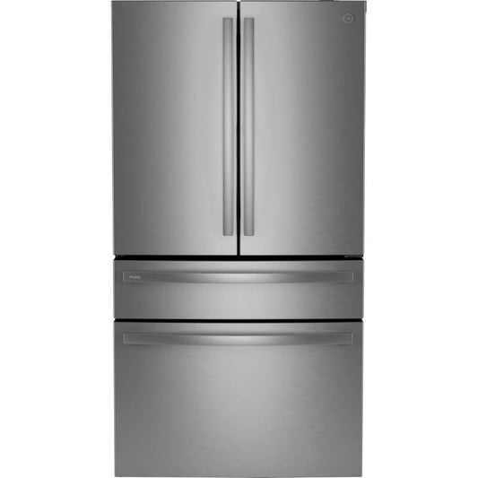 GE Profile PGE29BYTFS 36 Inch Freestanding 4-Door Smart French Door Refrigerator