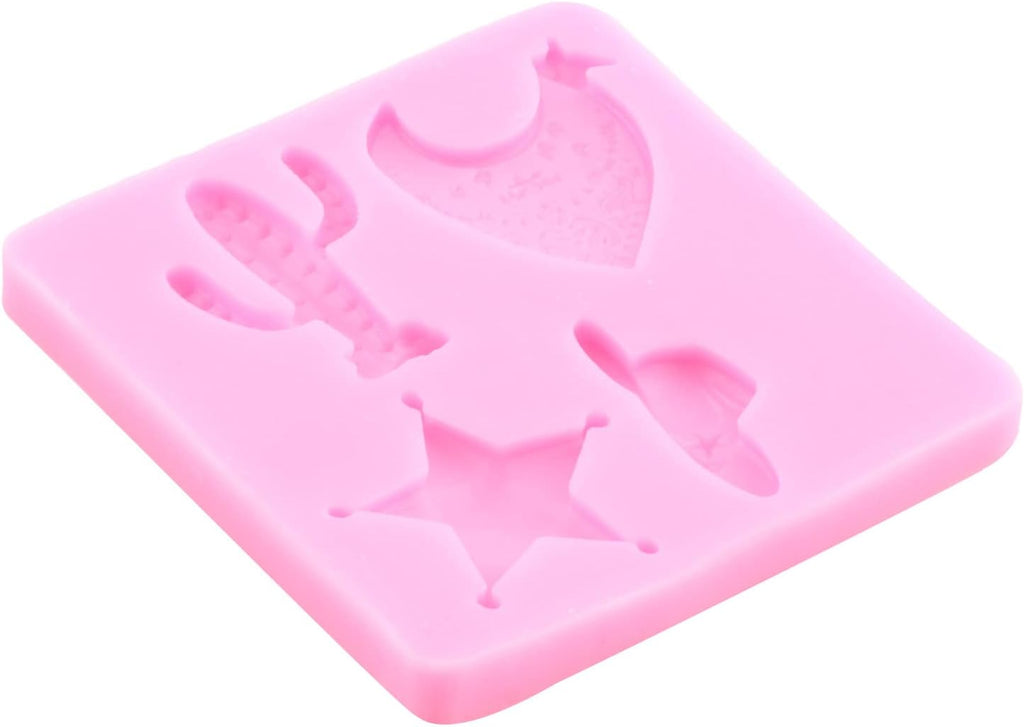 Mujiang Bull Head Silicone Molds Feather Arrow Cowboy Boots Horseshoe Hoof Fondant Mold Chocolate Cactus Star Shoe Mold For Candy Cake Decorating Cupcake Topper Gum Paste Polymer Clay Set Of 6
