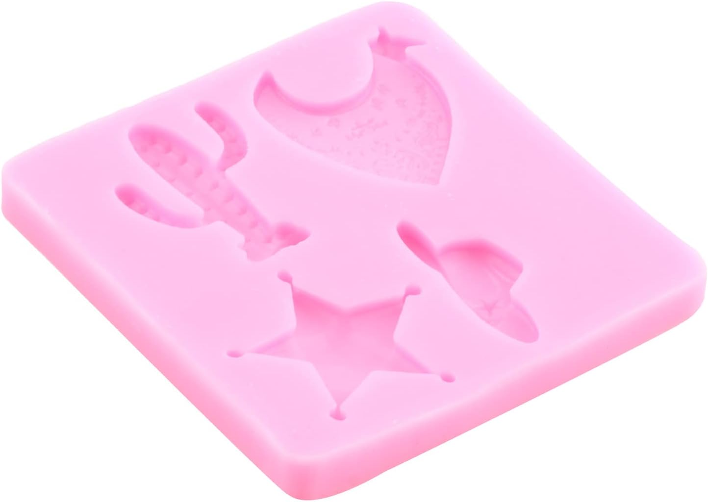 Mujiang Bull Head Silicone Molds Feather Arrow Cowboy Boots Horseshoe Hoof Fondant Mold Chocolate Cactus Star Shoe Mold For Candy Cake Decorating Cupcake Topper Gum Paste Polymer Clay Set Of 6