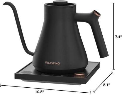 INTASTING Electric Kettles, Gooseneck Electric Kettle, ±1℉ Temperature Control, Stainless Steel Inner, Quick Heating, for Pour Over Coffee, Brew Tea, Boil Hot Water, 0.9L Black