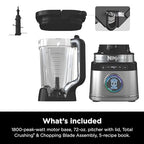 Блендер Ninja TB201 Detect Power Blender Pro, технологія BlendSense, для смузі, коктейлів тощо, пікова потужність 1800 Вт, глечик об'ємом 72 унції, блендер, чорний