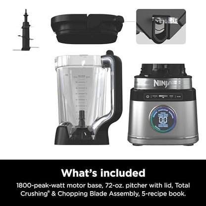 Ninja TB201 Detect Power Blender Pro, BlendSense Technology, For Smoothies, Shakes & More, 1800 Peak Watts, 72 oz. Pitcher, Blender, Black