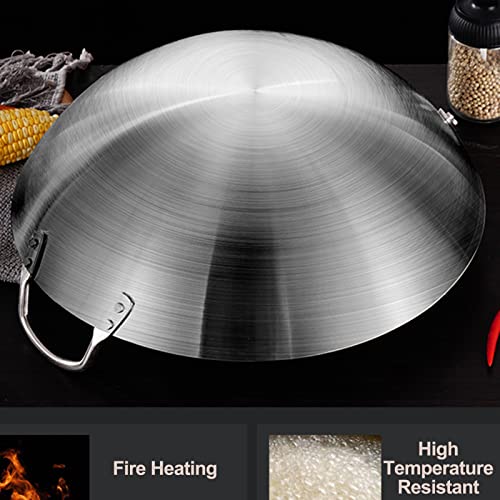 Large Stainless Steel Wok - Uncoated Chinese Non-Stick Wok & Stir-Fry Pans, Thickened Round Bottom Double Ear Wok for All Stoves,40cm ()