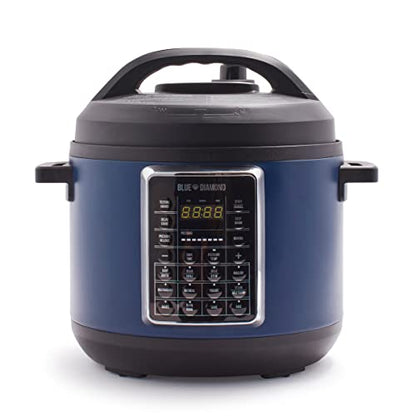 Blue Diamond Ceramic Nonstick, 16-in-1 6QT Electric Pressure Cooker, Slow Cooker, Rice Cooker, Yogurt Maker, Saute, Steamer and More, Programable, Dishwasher Safe Pot, PFAS-Free, Blue