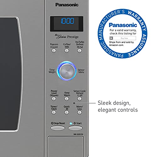 Piekarnik Panasonic z technologią inwertera cyklonowego, 1250 W, 2,2 stopy sześcienne, kuchenka mikrofalowa do blatu z czujnikiem Genius One-Touch Cooking – NN-SD975S (stal nierdzewna/srebrny), stal nierdzewna