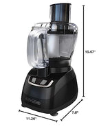 BLACK+DECKER FP1600B 8-kubkowy robot kuchenny z ostrzem ze stali nierdzewnej, czarny