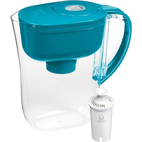 Dzbanek filtrujący wodę Brita Metro z wskaźnikiem wymiany filtra SmartLight, bez BPA, zastępuje 1800 plastikowych butelek z wodą rocznie, wystarcza na dwa miesiące, zawiera 1 filtr, mały - pojemność 6 filiżanek, turkusowy
