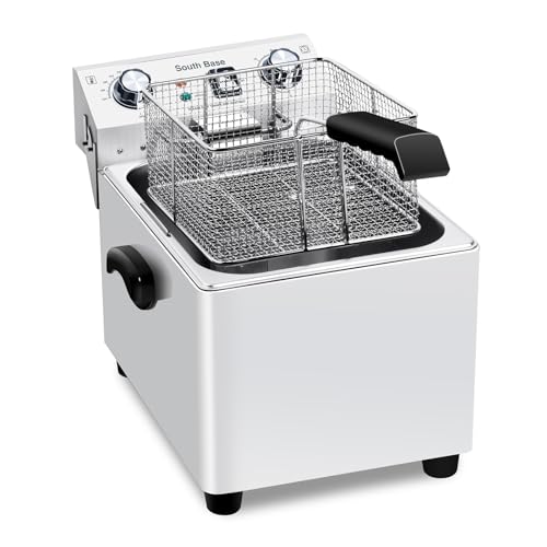 Deep Fryer - South Base Commercial Electric Deep Fryer With Basket, Temperature and Time Adjustable For Fried Chicken, French Fries, Wingse,110V,1750W （2.65Gal）