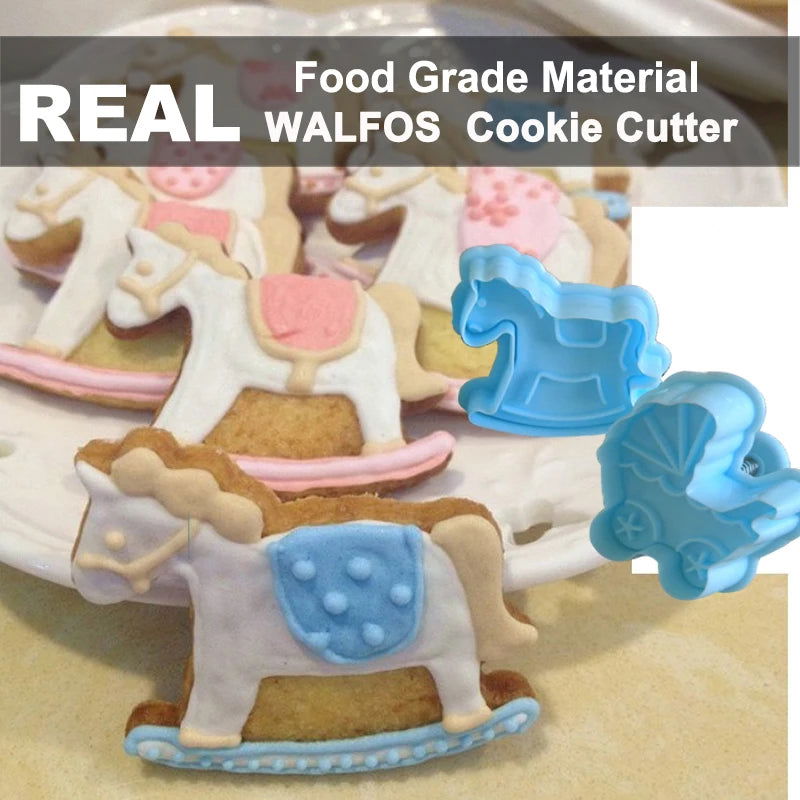 4Pcs Baby Type Plastic Baking Mold,Kitchen Biscuit Cookie Cutter Pastry,Plunger 3D Stamp Die Fondant Cake Decorating Tools - Walfos® Kitchenware