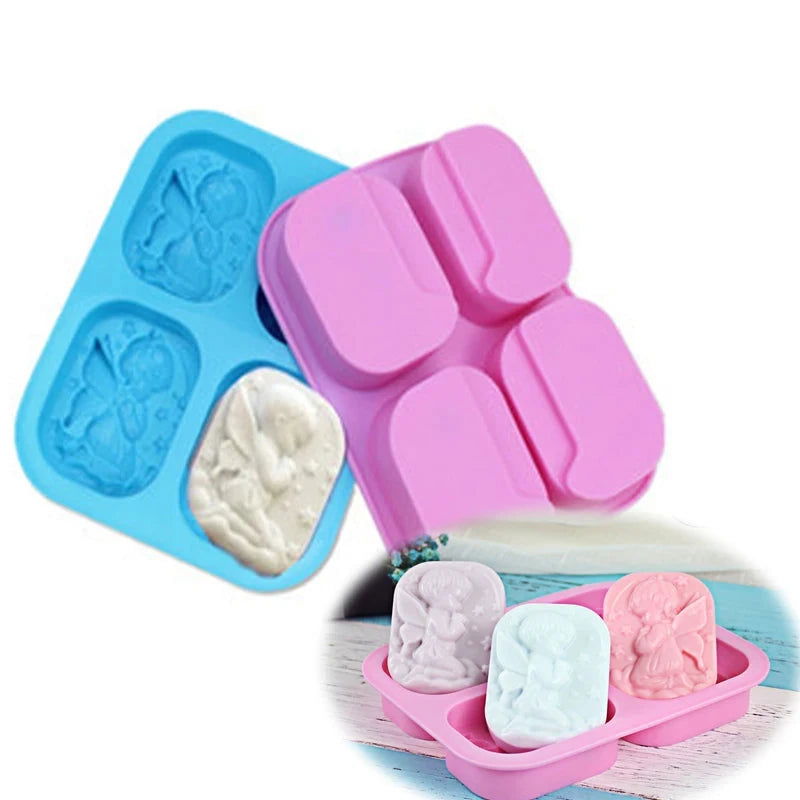 4 Hole Angels  Food-Grade Silicone Material Angel Couple Soap Mold Cake Maker Tool - Walfos® Kitchenware