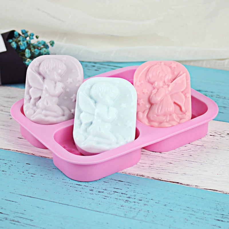 4 Hole Angels  Food-Grade Silicone Material Angel Couple Soap Mold Cake Maker Tool - Walfos® Kitchenware