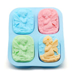 4 Hole Angels  Food-Grade Silicone Material Angel Couple Soap Mold Cake Maker Tool - Walfos® Kitchenware