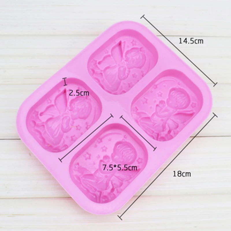 4 Hole Angels  Food-Grade Silicone Material Angel Couple Soap Mold Cake Maker Tool - Walfos® Kitchenware