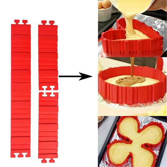 4 Pcs/Set Silicone Bakeware Magic Snake Cake Mold Pan DIY Baking Square Rectangular Heart Shape Round Cake Mould Pastry Tools - Walfos® Kitchenware