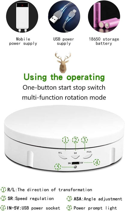 JAYEGT Motorized Rotating Display Stand, 5.74inch /22LB Load, 360 Degree Electronic Turntable Display Stand for Photography Products Shows, Jewelry, Watch, 3D Models, Cake, White