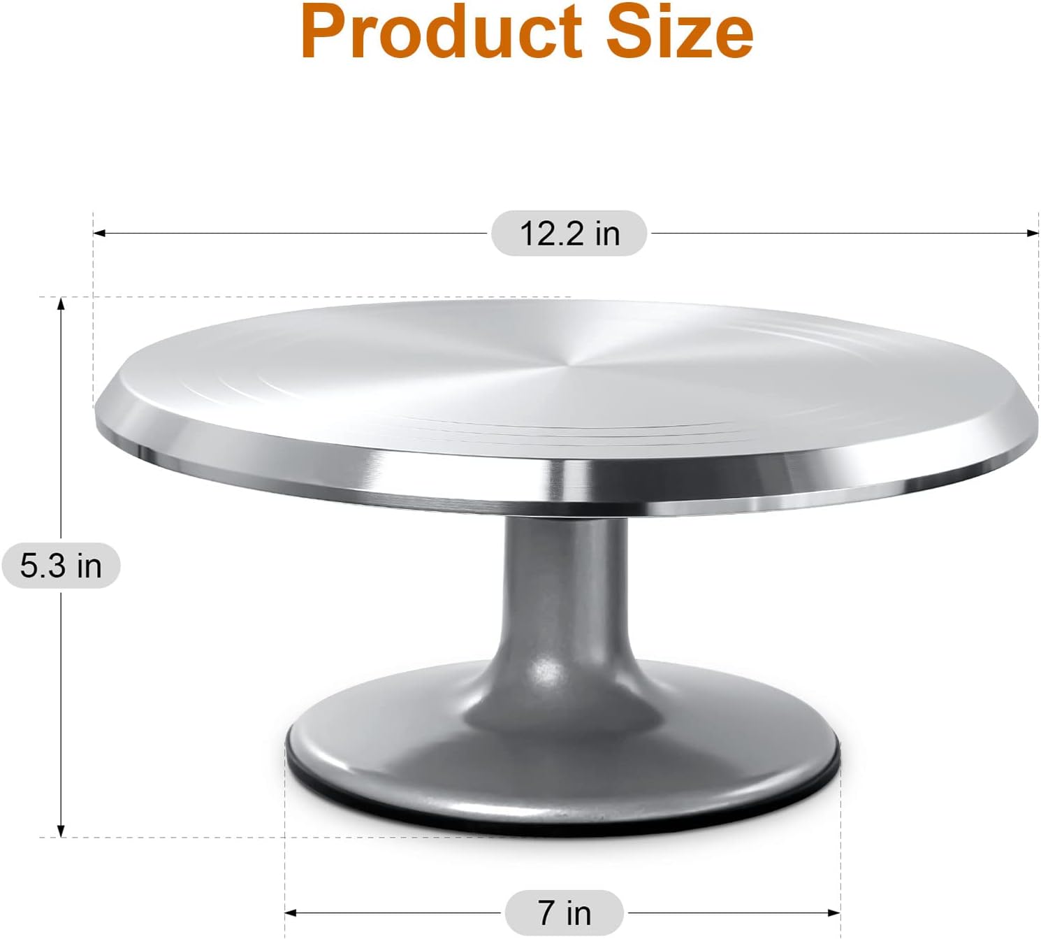 12'' Cake Stand, Cake Spinner Cake Decorating Supplies, Round Decorating Turntable Revolving Aluminum Table Holder Baking Display Tray Plate Tools Accessories for Birthday Wedding Party