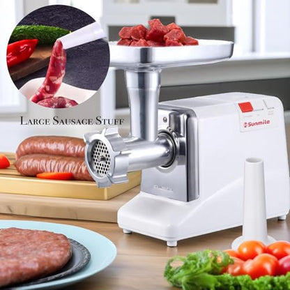 Sunmile SM-G50 ETL Electric Meat Grinder - Max 1.3 HP 1000W Heavy Duty Meat Mincer Sausage Grinder - Metal Gears, Reverse, Circuit Breaker, Stainless Steel Cutting Blade and Plates, 1 Sausage Stuffs