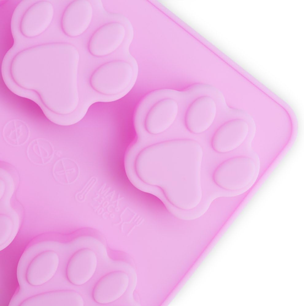 homEdge Puppy Dog Paw and Bone Silicone Molds, Non-Stick Food Grade Silicone Molds for Chocolate, Candy, Jelly, Ice Cube, Dog Treats (Puppy Paw Bone Set of 4PCS)