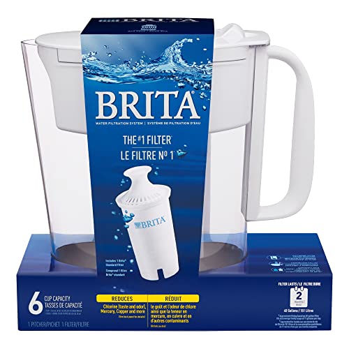 Brita Metro Water Filter Pitcher, BPA-Free Water Pitcher, Replaces 1,800 Plastic Water Bottles a Year, Lasts Two Months or 40 Gallons, Includes 1 Filter, Kitchen Accessories, Small - 6-Cup Capacity