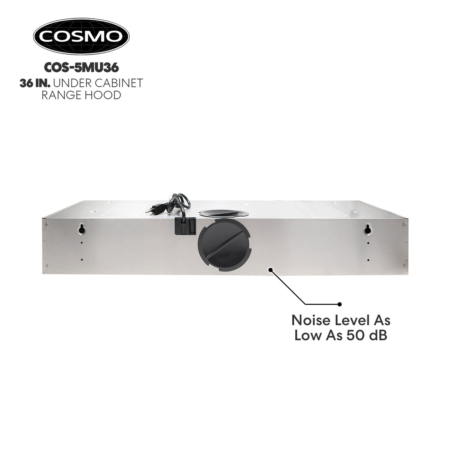 COSMO COS-5MU36 36 in. Delta Collection Ducted Under Cabinet Range Hood, Button Controls, Reusable Filters, LED Lights, Stainless Steel