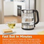 Czajnik elektryczny Amazon Basics Glass Carafe, 1,8 kwarty (1,7 l), 1500 W, bez BPA, czarny i srebrny